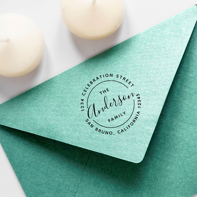 Anpassningsbar Family Namn Wooden Returadress Stämpel (Skapare uppladdad)