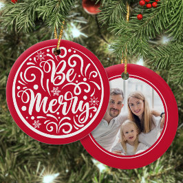 Anpassningsbar Family Photo Be God jul Red Julgransprydnad Keramik
