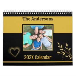 Anpassningsbar Family Photo Black och Guld Kalender