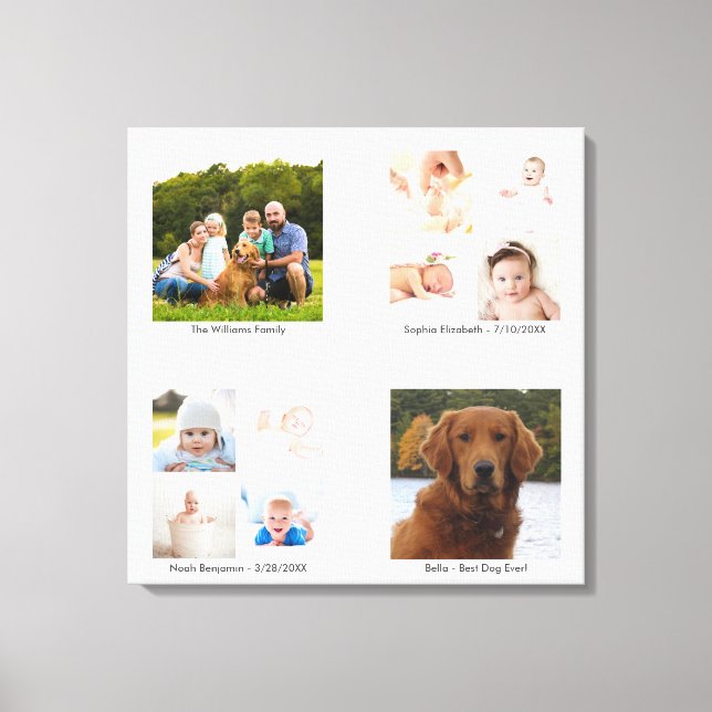 Anpassningsbar Family Photo Collage 4 Panel Groupi Canvastryck (Framsida)