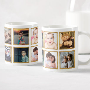 Anpassningsbar Family Photo Collage Glamoral Guld Kaffemugg