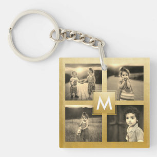Anpassningsbar Family Photo Collage Guld Monogram