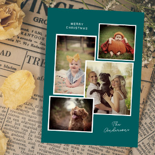 Anpassningsbar Family Photo Collage Modern jul Julkort