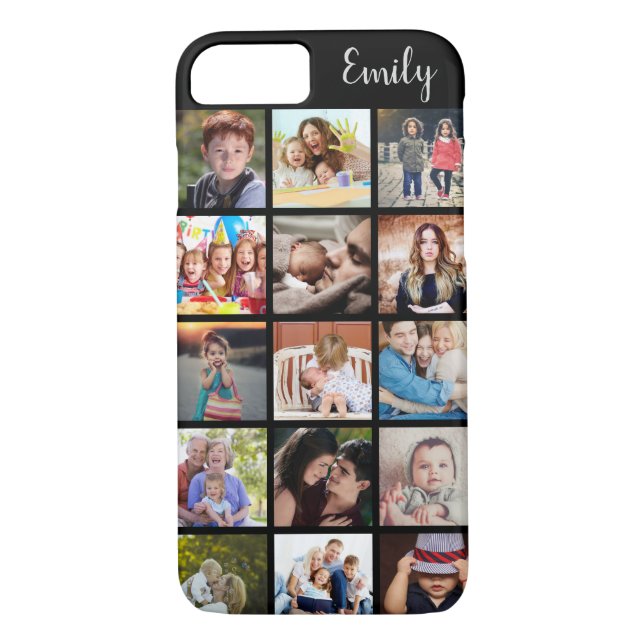 Anpassningsbar Family Photo Collage och Namn Case-Mate iPhone Skal (Baksida)