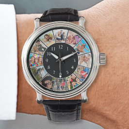 Anpassningsbar Family Photo Collage Personlig Blac Armbandsur