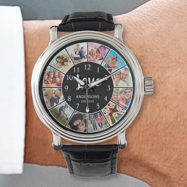 Anpassningsbar Family Photo Collage Personlig Blac Armbandsur (Skapare uppladdad)