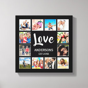 Anpassningsbar Family Photo Collage Personlig Blac Canvastryck