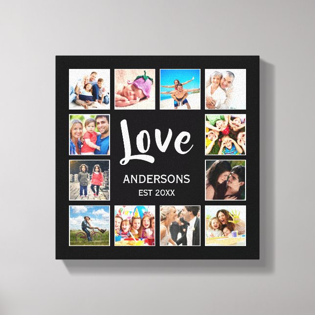 Anpassningsbar Family Photo Collage Personlig Blac Canvastryck (Framsida)