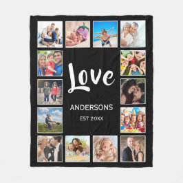 Anpassningsbar Family Photo Collage Personlig Blac Fleecefilt