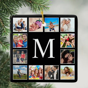 Anpassningsbar Family Photo Collage Personlig Blac Julgransprydnad Keramik