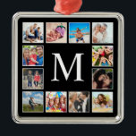 Anpassningsbar Family Photo Collage Personlig Blac Julgransprydnad Metall<br><div class="desc">Skapa din egen personlig 12-fotokollage,  julprydnad med anpassningsbar bilder på en enkel,  modern,  svart helgdag. Julens helgdag,  prydnadsföremål ansikte,  har också ditt monogram. Lägg till dina favoritfoton,  symboler eller teckningar om du vill skapa något unikt verkligen.</div>