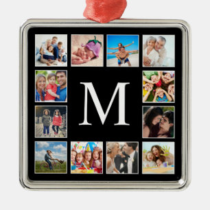 Anpassningsbar Family Photo Collage Personlig Blac Julgransprydnad Metall