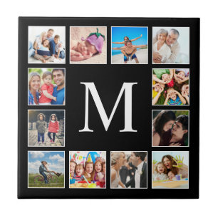 Anpassningsbar Family Photo Collage Personlig Blac Kakelplatta