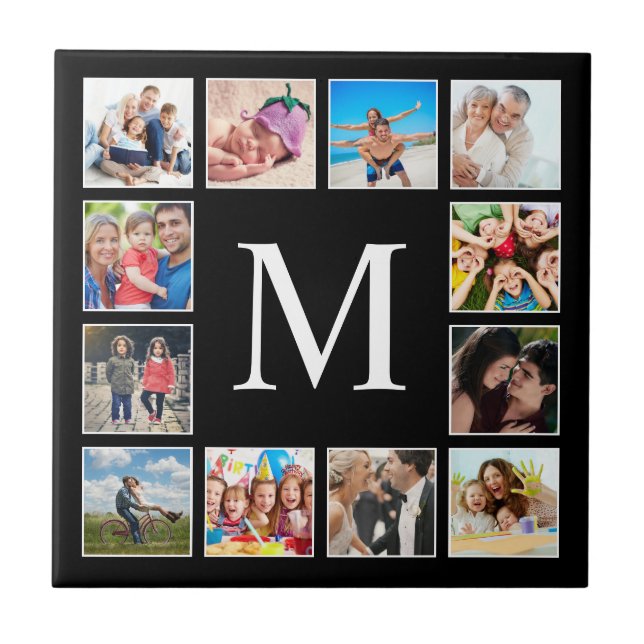 Anpassningsbar Family Photo Collage Personlig Blac Kakelplatta (Framsidan)