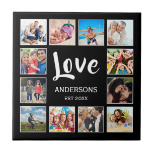 Anpassningsbar Family Photo Collage Personlig Blac Kakelplatta