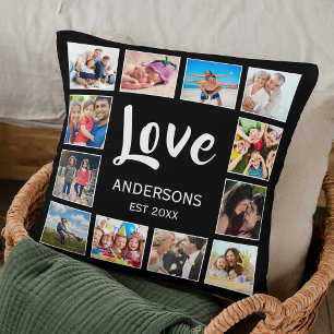 Anpassningsbar Family Photo Collage Personlig Blac Kudde