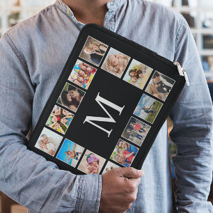 Anpassningsbar Family Photo Collage Personlig Blac Laptop Fodral