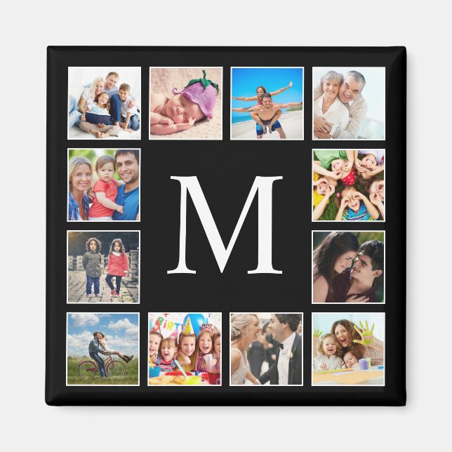 Anpassningsbar Family Photo Collage Personlig Blac Magnet (Framsidan)