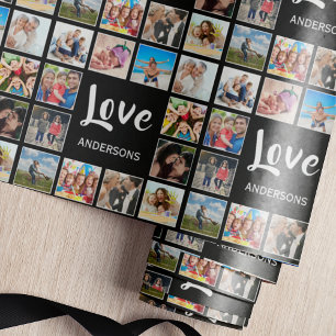 Anpassningsbar Family Photo Collage Personlig Blac Presentpapper