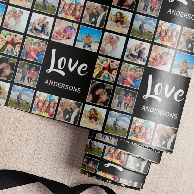 Anpassningsbar Family Photo Collage Personlig Blac Presentpapper (Skapare uppladdad)