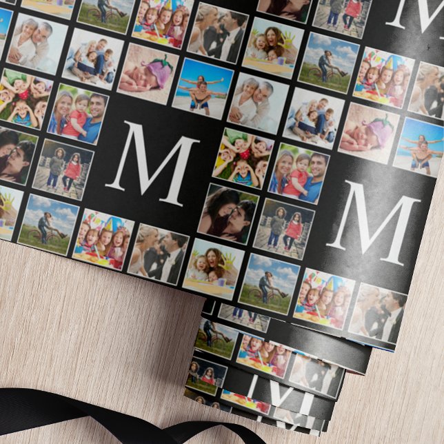Anpassningsbar Family Photo Collage Personlig Blac Presentpapper (Skapare uppladdad)