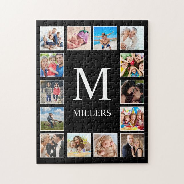Anpassningsbar Family Photo Collage Personlig Blac Pussel (Vertikal)