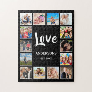 Anpassningsbar Family Photo Collage Personlig Blac Pussel