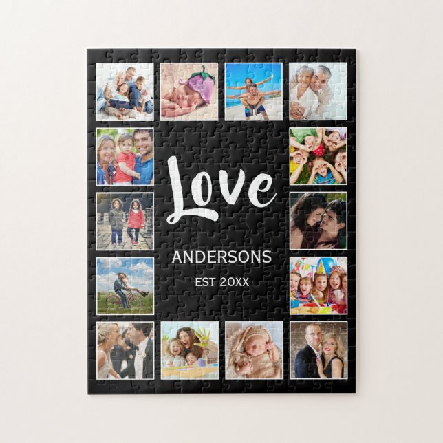 Anpassningsbar Family Photo Collage Personlig Blac Pussel (Vertikal)