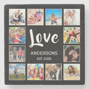 Anpassningsbar Family Photo Collage Personlig Blac Stenunderlägg