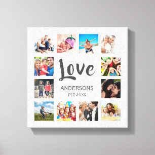 Anpassningsbar Family Photo Collage Personlig Whit Canvastryck