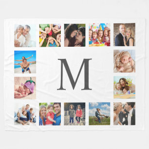 Anpassningsbar Family Photo Collage Personlig Whit Fleecefilt