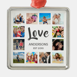 Anpassningsbar Family Photo Collage Personlig Whit Julgransprydnad Metall