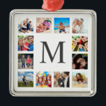 Anpassningsbar Family Photo Collage Personlig Whit Julgransprydnad Metall<br><div class="desc">Skapa din egen personlig 12-fotokollage,  julprydnad med anpassningsbar bilder på en enkel,  modern,  vit helgdag bakgrund. Julens helgdag,  prydnadsföremål ansikte,  har också ditt monogram. Lägg till dina favoritfoton,  symboler eller teckningar om du vill skapa något unikt verkligen.</div>