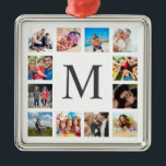 Anpassningsbar Family Photo Collage Personlig Whit Julgransprydnad Metall<br><div class="desc">Skapa din egen personlig 12-fotokollage,  julprydnad med anpassningsbar bilder på en enkel,  modern,  vit helgdag bakgrund. Julens helgdag,  prydnadsföremål ansikte,  har också ditt monogram. Lägg till dina favoritfoton,  symboler eller teckningar om du vill skapa något unikt verkligen.</div>