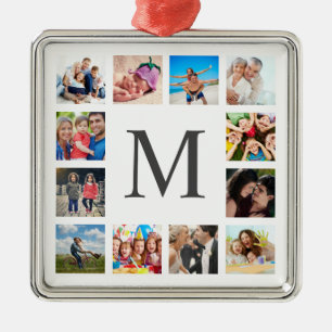 Anpassningsbar Family Photo Collage Personlig Whit Julgransprydnad Metall