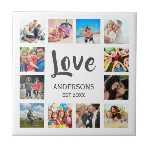 Anpassningsbar Family Photo Collage Personlig Whit Kakelplatta