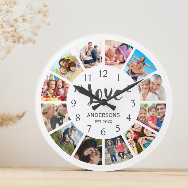 Anpassningsbar Family Photo Collage Personlig Whit Rund Klocka (Skapare uppladdad)