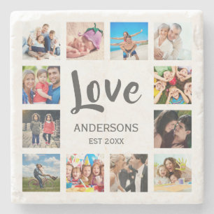 Anpassningsbar Family Photo Collage Personlig Whit Stenunderlägg
