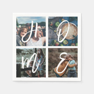 Anpassningsbar Family Photo Collage Push Script HO Pappersservett