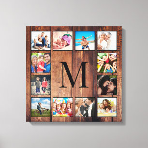 Anpassningsbar Family Photo Collage Reclaim Wood Canvastryck