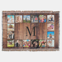 Anpassningsbar Family Photo Collage Reclaim Wood Filt