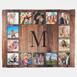 Anpassningsbar Family Photo Collage Reclaim Wood Fleecefilt