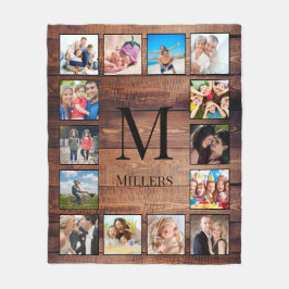 Anpassningsbar Family Photo Collage Reclaim Wood Fleecefilt