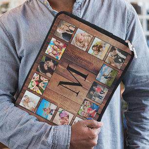 Anpassningsbar Family Photo Collage Reclaim Wood Laptop Fodral