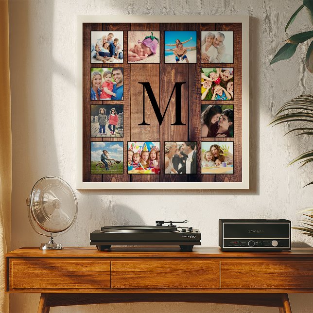 Anpassningsbar Family Photo Collage Reclaim Wood Poster (Skapare uppladdad)