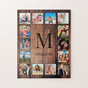 Anpassningsbar Family Photo Collage Reclaim Wood Pussel