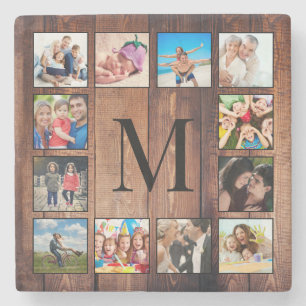 Anpassningsbar Family Photo Collage Reclaim Wood Stenunderlägg