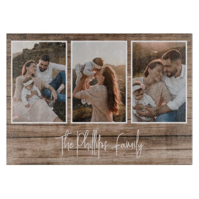 Anpassningsbar Family Photo Collage Rustic Wood (Framsidan)