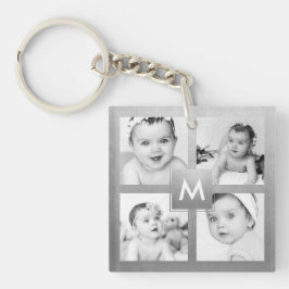 Anpassningsbar Family Photo Collage Silver Monogra