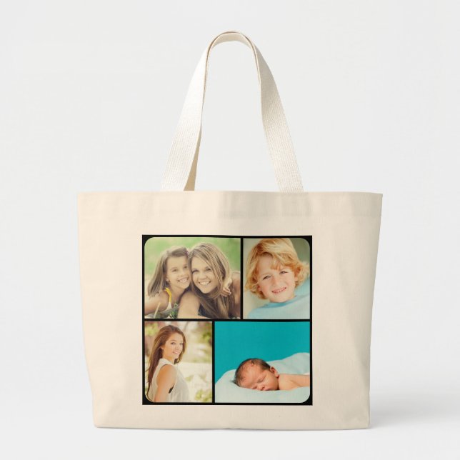 Anpassningsbar Family Photo Collage Tote bags Jumbo Tygkasse (Framsidan)